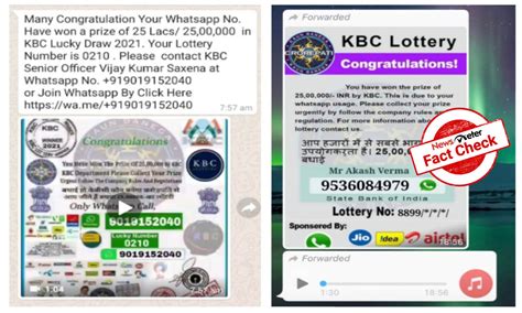 kbc whatsapp number lucky draw 2021|Fact Check: No, you did not win Rs. 25L in KBC lucky draw.